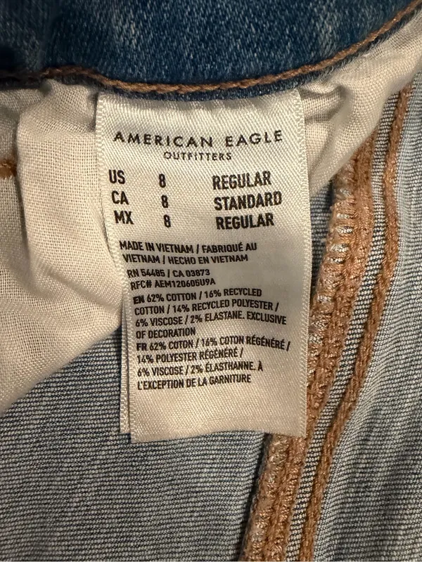 American Eagle Women’s High Rise Skinny Kick Jeans Light Wash Size 8 *Hemmed* - Image 6