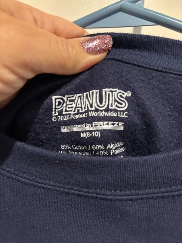Peanuts Navy Sweatshirt, Sz M Blue Size M - Image 2