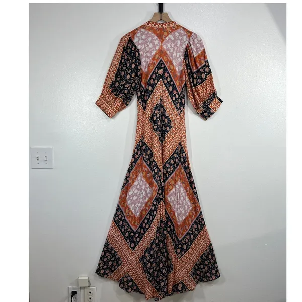 Jen's Pirate Booty Wildflower Echo Maxi Dress Small Boho Floral Patchwork Lurex - Image 3