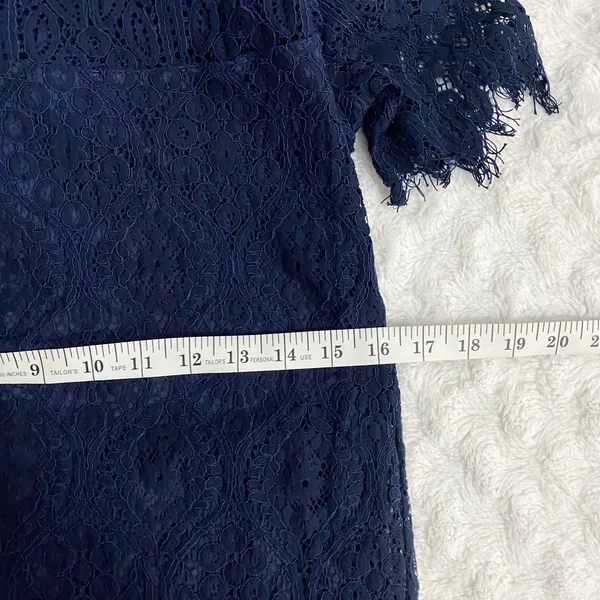 Lulus Remarkable Navy Blue Sheer Lace Short Sleeve Event Cocktail Mini Dress M - Image 10