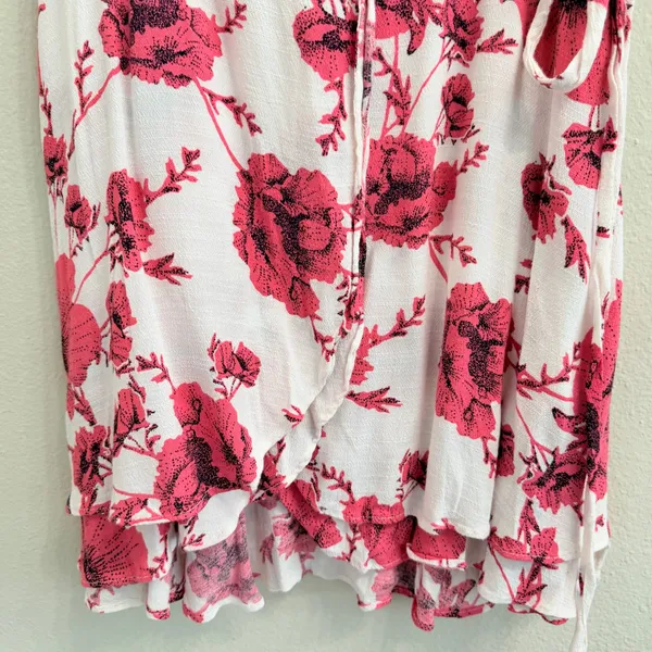 Free People French Quarter Wrap Mini Dress Cream Combo XS Floral Ruffle - Image 12