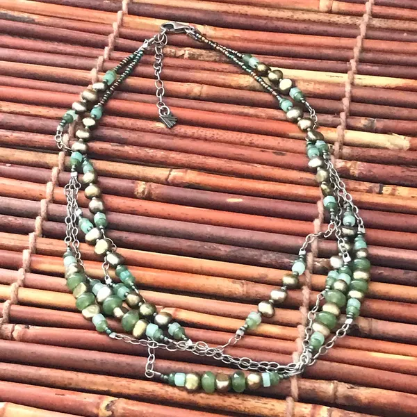 Silpada Multi strand Green Beaded Necklace. 17” - 19” - Image 4