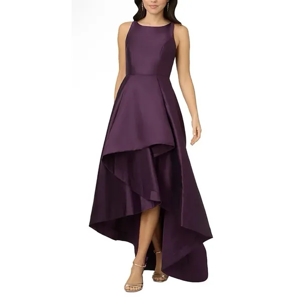 Adrianna Papell Mikado High-Low Gown Size 4 Moody - Image 2