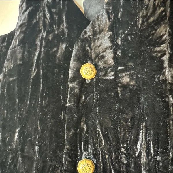 Vintage Koret Black Velvet Button Front Vest Women’s Medium Dark Academia - Image 3