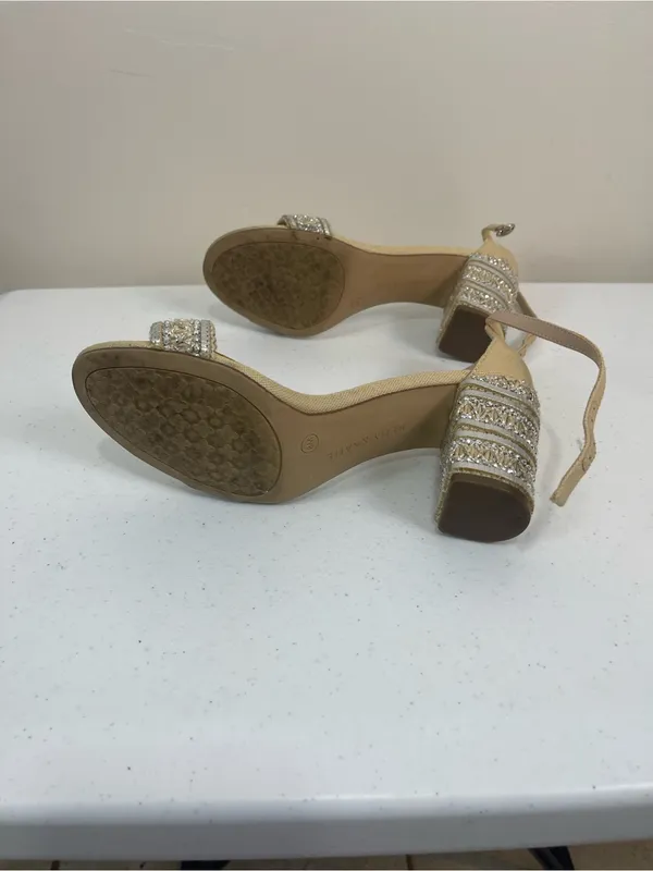 Kelly & Katie Beige Ankle-Strap Sandals with Beaded Trim - Image 5