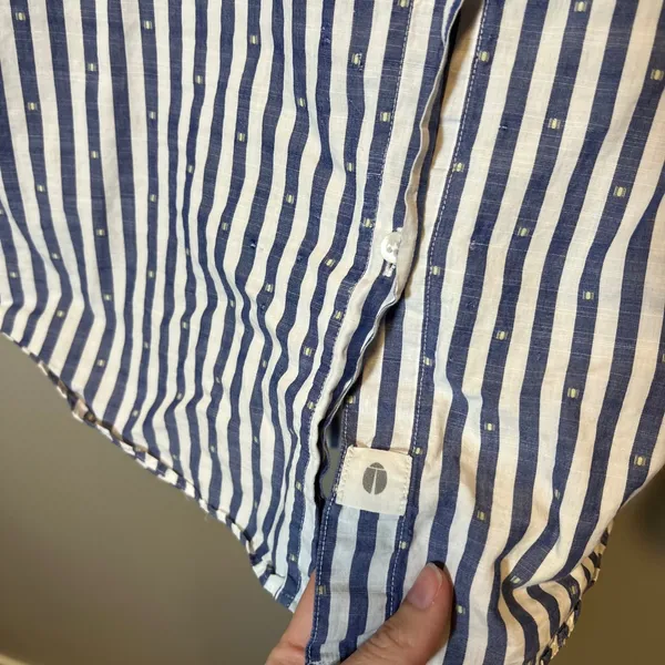 Grayson The Hero Blue White Striped Dobby Dot Button Down Shirt Size 03 M - Image 7