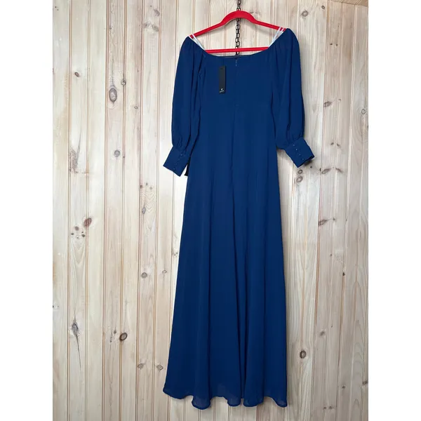 NWT Lulus Feel the Romance Navy Blue Off-the-Shoulder Maxi Dress Wedding Size XS - Image 5