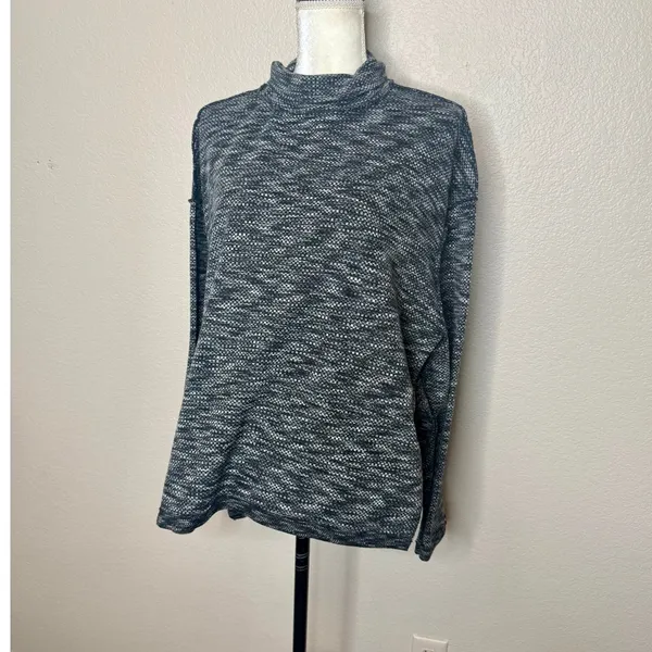 WE THE FREE PEOPLE Women's L SUNNY DAYS Mock Neck Thermal Long Sleeve Top Black - Image 5