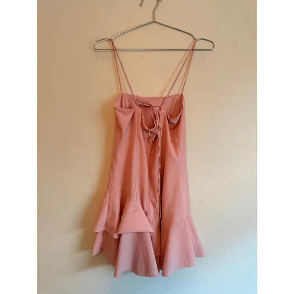 Lucy in the sky Mini Dress Women M Pink Ruffle Hem homecoming Wedding Guest - Image 3