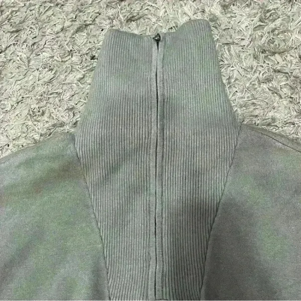 JUSTFAB Half Zip Collared Sweatshirt | Cropped Hoodie Sweater | Green | Size S - Image 7