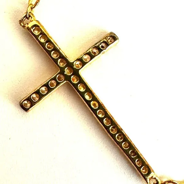 sterling forever Sterling silver gold tone rhinestone cross bracelet - Image 5