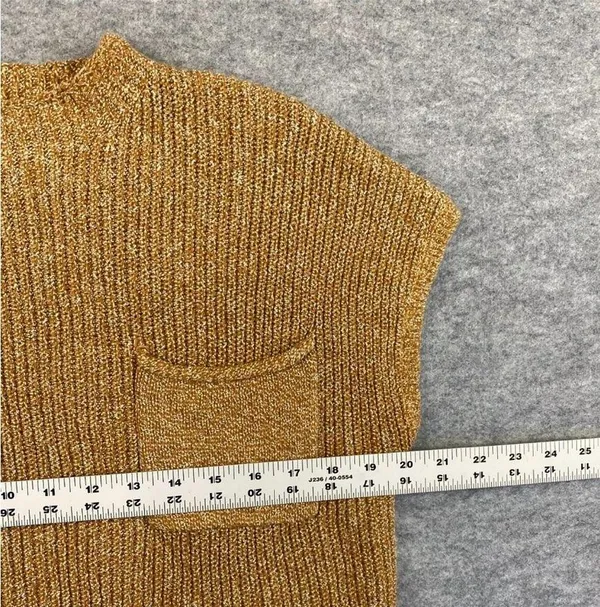 Free People Beach Freya Sweater Tee Shirt Top Orange Knit Pocket Small - Image 2
