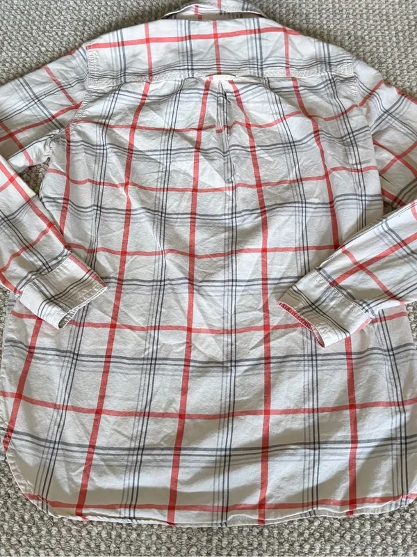 Banana Republic Plaid Button Down Shirt Women’s Size XS Orange Gray Cotton NEW - Image 2