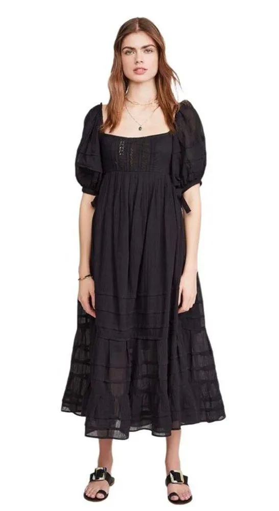Free People Lets Be Friends Midi Black Dress Size Medium - Image 3
