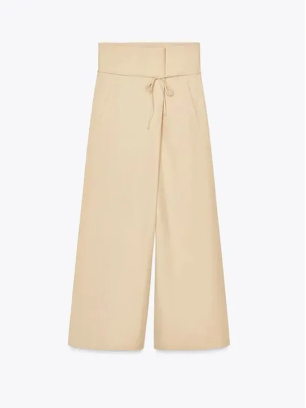 NWOT ZARA Bloggers Fave High-waisted trousers Palazzo Pocket Medium Beige Cream - Image 5