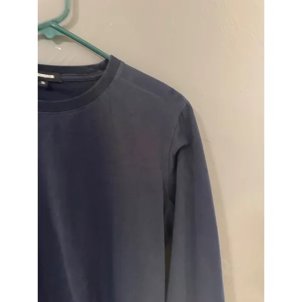 AIOPESON Womens Navy Blue 100% Cotton Long Sleeve Crewneck T-Shirt Size S‎ - Image 2
