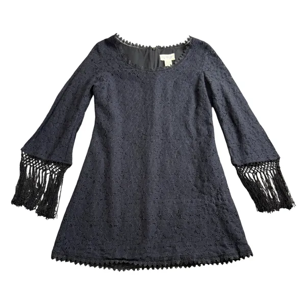 Denim & Supply Ralph Lauren‎ Lace Mini Dress Size 4 Black Fringe Victorian Goth - Image 5