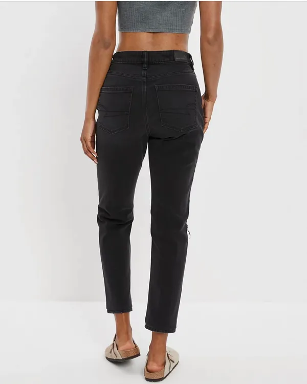 American Eagle Stretch Ripped Mom Jean Black - Image 2