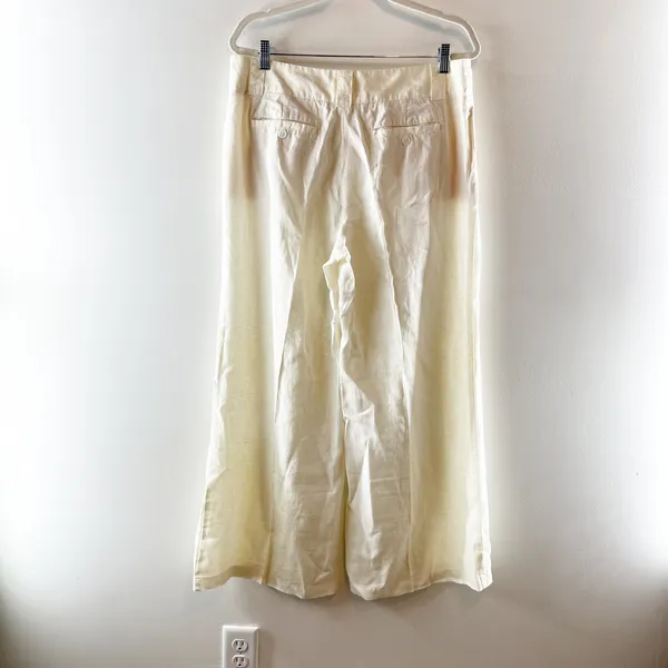 London Jean The Marisa 100% Linen Mid Rise Wide Leg Trouser Pants Cream Ivory 12 - Image 4