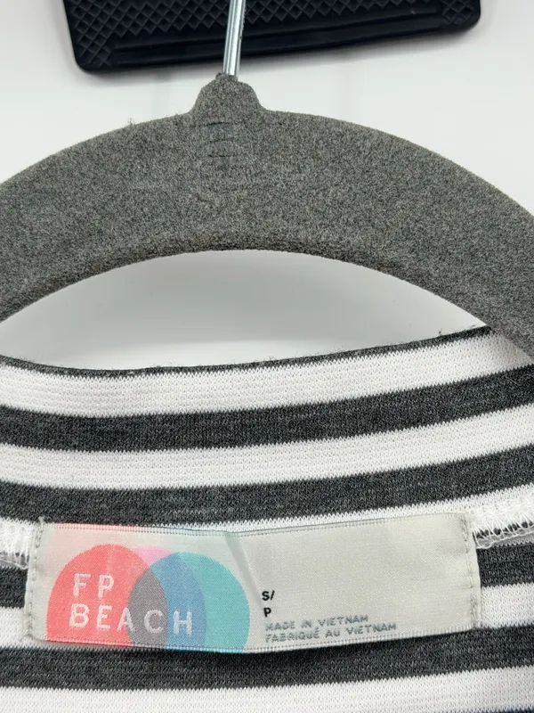 Free People Beach On‎ The Line Ponte Dress Small Gray White Stripe Mini - Image 6