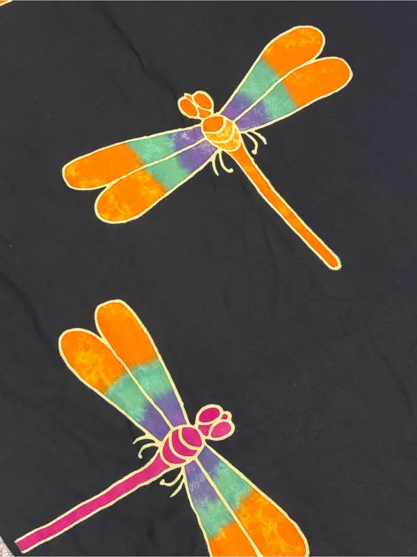 Dragonfly Scarf Shawl 65” x 41” Black/Orange/Teal/Purple EUC - Image 6