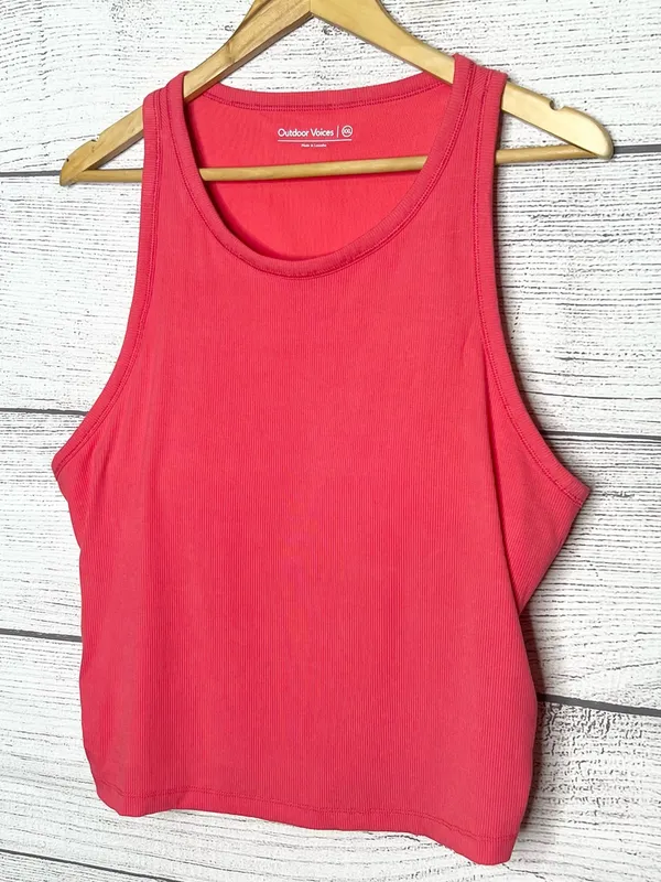 Outdoor Voices Coral Pink Ribbed Athletic Tank Top with Built In Bra Size XXL - Image 3