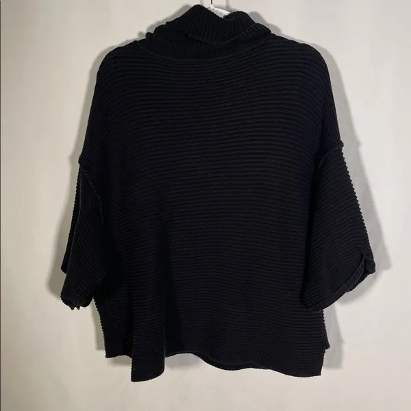 Free People Womens Black Turtleneck Sweater Ribbed Small - Image 4