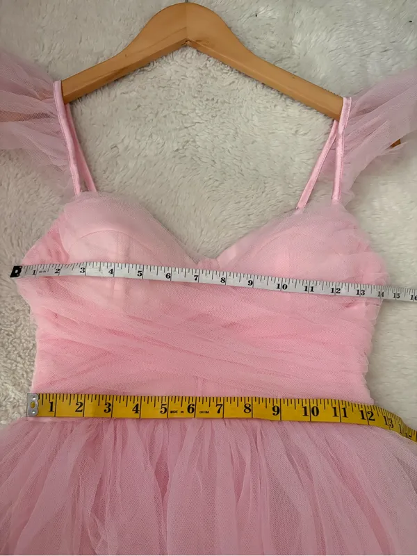 Lulus Fabulous Poise Light Pink Tulle Ruffled Tiered Maxi Dress Size Small NWT - Image 7