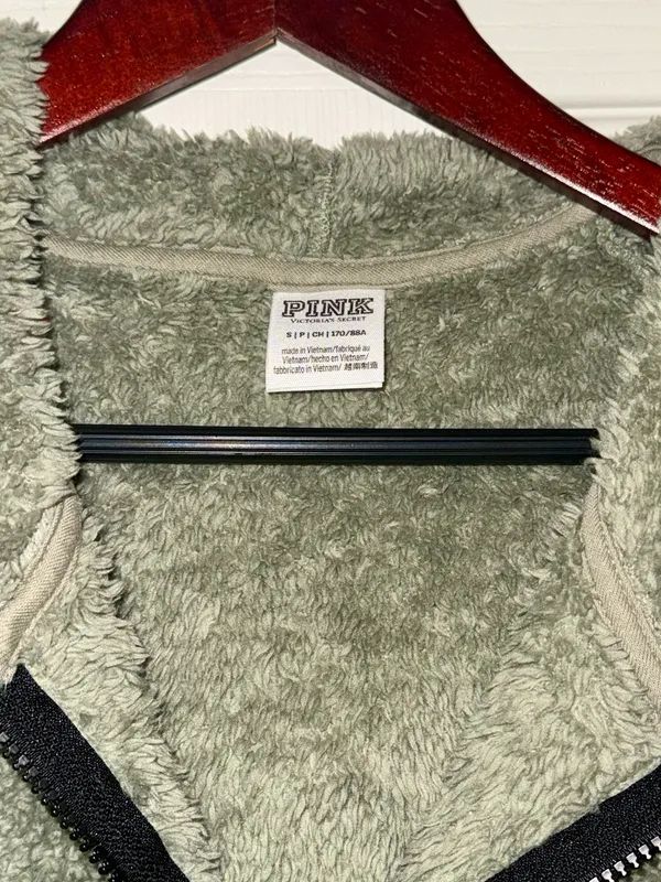 Victoria’s Secret Pink Fleece Hooded Quarter Zip in Green - Image 4