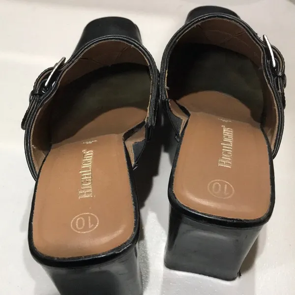 Vintage Highlights square toe mules size 10 brown Y2k office - Image 8