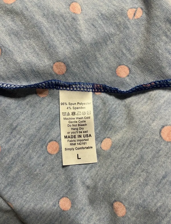 LuLaRoe A-Line Skirt Sz L AZURE Polka Dot Print Closet Staple Feminine Flowy - Image 6