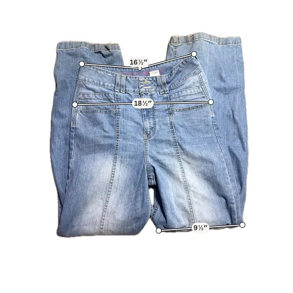 Cruel Girl‎ Medium Wash Wide Leg High Rise Front Seam Denim Jeans Size 13/32 - Image 5