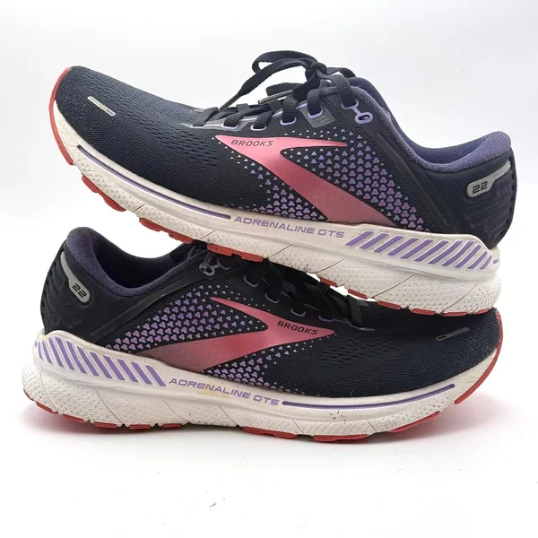 Brooks Adrenaline‎ GTS 22 Running Shoes Womens 9 Navy Purple Pink Athletic Snkr - Image 11
