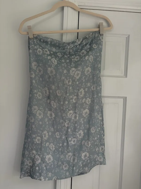 Princess Polly Ramie strapless floral mini dress in light blue - Image 3