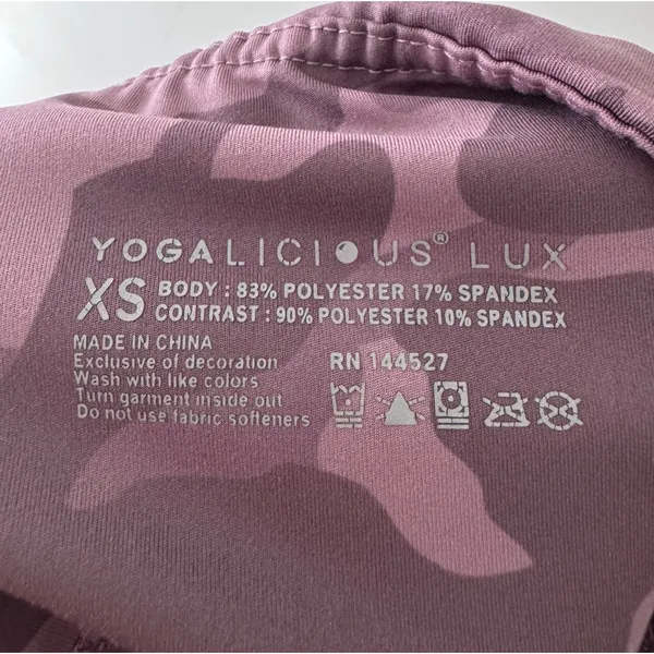 Yogalicious Lux High Waisted Pink Mauve Camo‎ Print Bike Shorts - Image 4