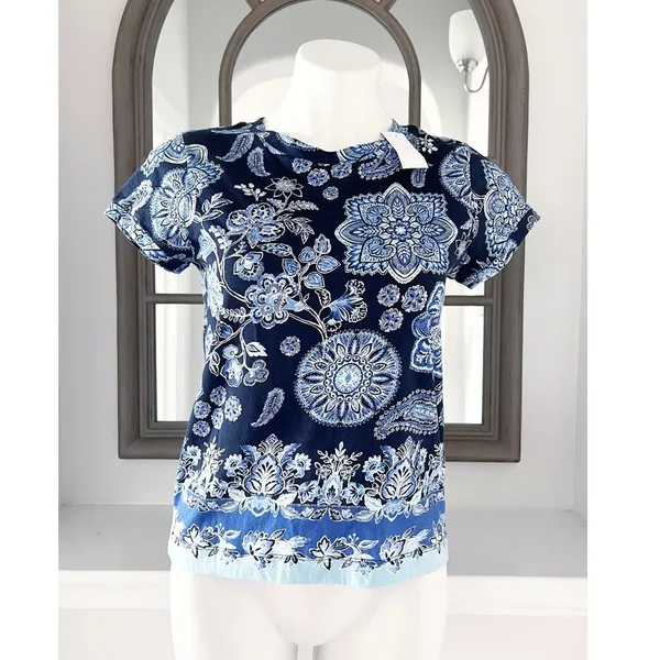 LOFT Crew Neck Floral Paisley Printed Top Tee Size XS New w/Tag - Image 5