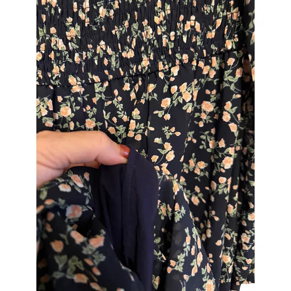 Petal + Pup Edwina Smocked Navy Tiered Smocked Floral Dress - Size S - Image 13