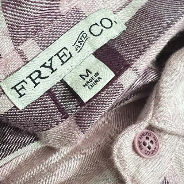 Frye & Co Western Plaid Button Down Shirt Top MEDIUM Boyfriend Purple Pink NWOT - Image 10