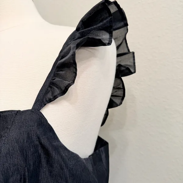 Lulus‎ Effervescent Aesthetic Black Tiered Ruffled Midi Dress XL Event Party - Image 8
