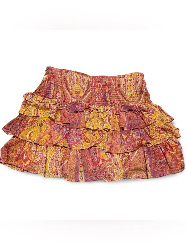 Zara Tiered Ruffle Colorful Mini Skirt - Image 4