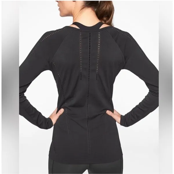Athleta Black Foothill Seamless Long Sleeve Shirt Sz Small‎ - Image 2