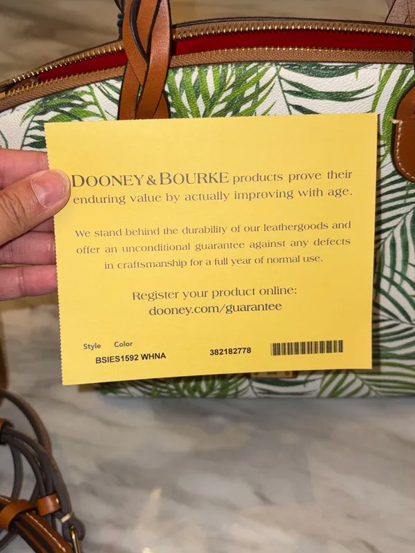 NWT Dooney & Bourke Siesta Key Celeste Satchel White Palm Leaf Bag Purse - Image 9
