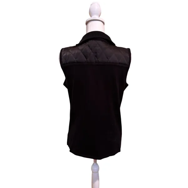Susan Graver Black Quilted Zip Vest Size Small‎ Gold Zip Sleeveless Jacket - Image 2
