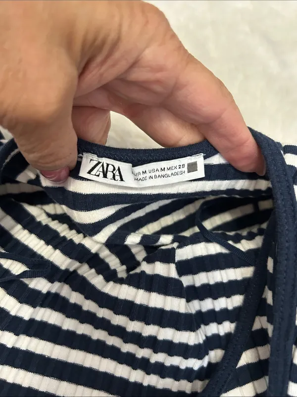 Zara Navy White Striped Maxi Tank Dress - Image 5