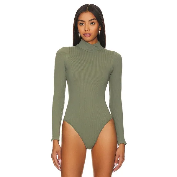 [Free People] Army Green XYZ Bodysuit Long Sleeve Ribbed Turtleneck NWT Sz L/XL - Image 12