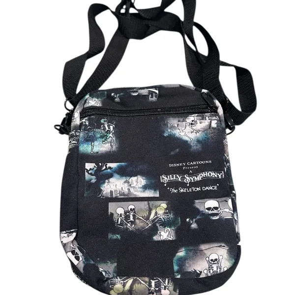 Disney Silly‎ Symphony Skeleton Dance Canvas Crossbody Bag Purse - Image 2