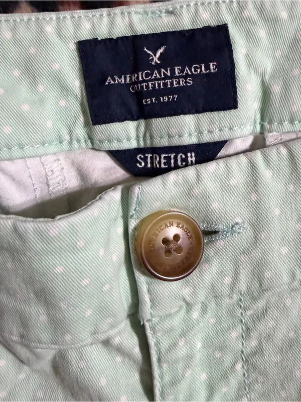 2000s vintage style American Eagle whimsical green polka dot low rise shorts - Image 7