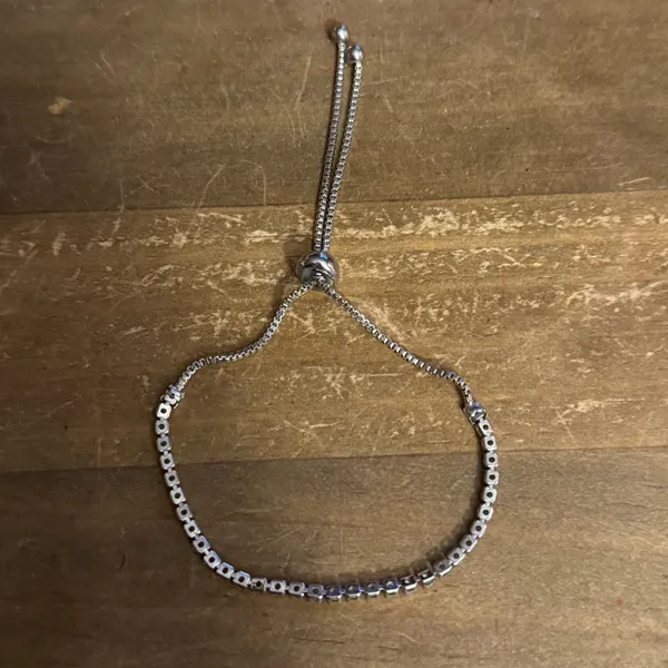 Silver tone dainty tennis bolo bracelet - Image 4
