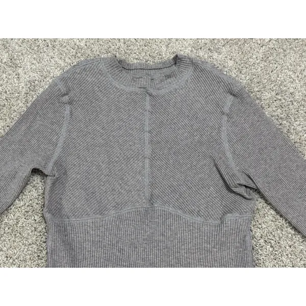 Free People Movement Ribbed Long Sleeve Fitted Top Thumbholes Gray Size L - Image 4
