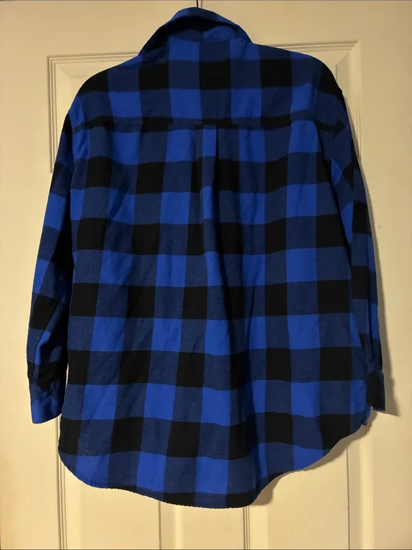 Wild Fable plaid flannel bottom down shirt Black Size M - Image 5